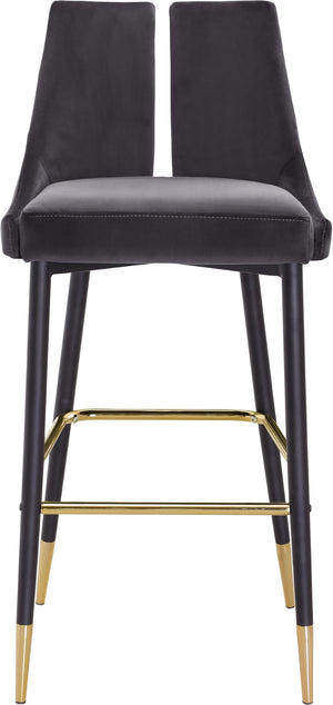 Sleek Velvet / Engineered Wood / Metal / Foam Contemporary Grey Velvet Stool - 19.5" W x 22" D x 41" H