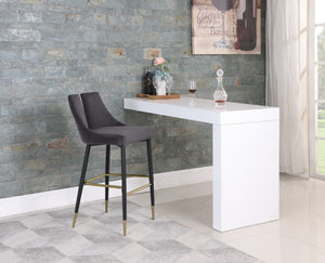 Sleek Velvet / Engineered Wood / Metal / Foam Contemporary Grey Velvet Stool - 19.5" W x 22" D x 41" H
