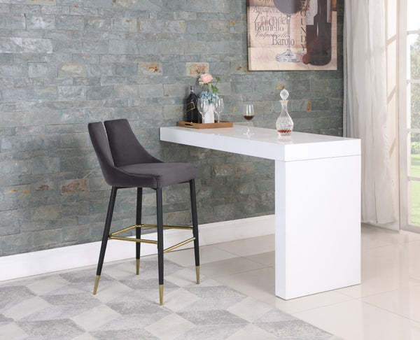 Sleek Velvet / Engineered Wood / Metal / Foam Contemporary Grey Velvet Stool - 19.5" W x 22" D x 41" H