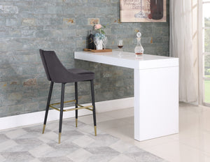 Sleek Velvet / Engineered Wood / Metal / Foam Contemporary Grey Velvet Stool - 19.5" W x 22" D x 41" H