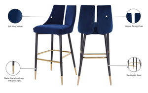 Sleek Velvet / Engineered Wood / Metal / Foam Contemporary Navy Velvet Stool - 19.5" W x 22" D x 41" H