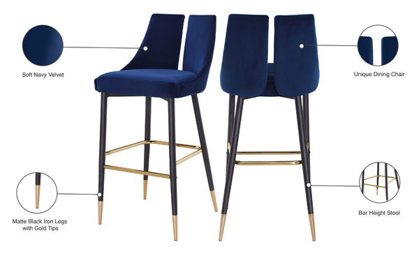 Sleek Velvet / Engineered Wood / Metal / Foam Contemporary Navy Velvet Stool - 19.5" W x 22" D x 41" H