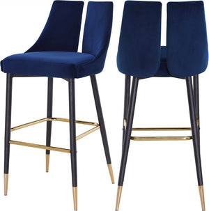 Sleek Velvet / Engineered Wood / Metal / Foam Contemporary Navy Velvet Stool - 19.5" W x 22" D x 41" H
