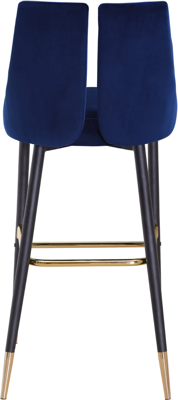 Sleek Velvet / Engineered Wood / Metal / Foam Contemporary Navy Velvet Stool - 19.5" W x 22" D x 41" H