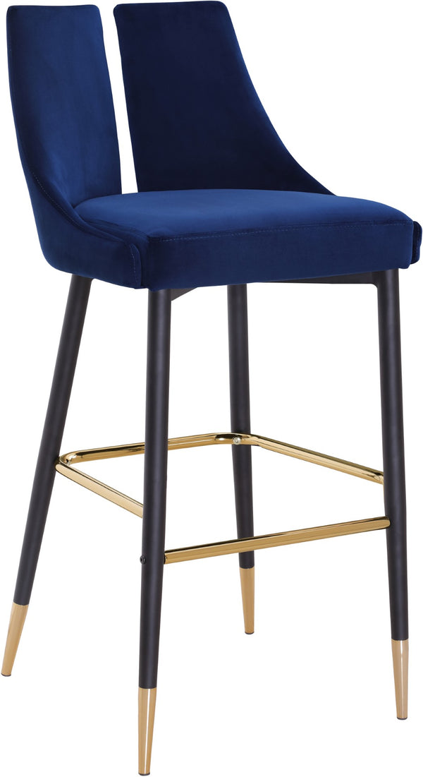 Sleek Velvet / Engineered Wood / Metal / Foam Contemporary Navy Velvet Stool - 19.5" W x 22" D x 41" H