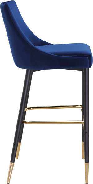 Sleek Velvet / Engineered Wood / Metal / Foam Contemporary Navy Velvet Stool - 19.5" W x 22" D x 41" H