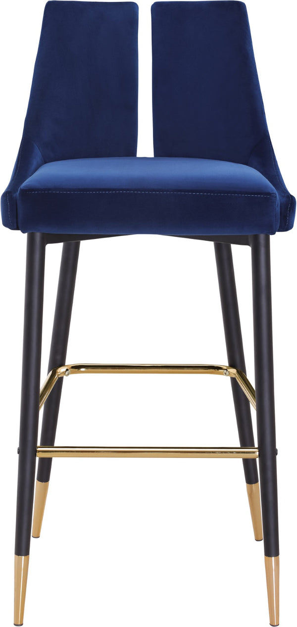 Sleek Velvet / Engineered Wood / Metal / Foam Contemporary Navy Velvet Stool - 19.5" W x 22" D x 41" H