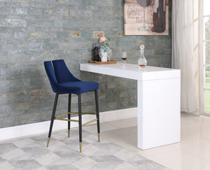 Sleek Velvet / Engineered Wood / Metal / Foam Contemporary Navy Velvet Stool - 19.5" W x 22" D x 41" H