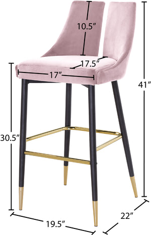 Sleek Velvet / Engineered Wood / Metal / Foam Contemporary Pink Velvet Stool - 19.5" W x 22" D x 41" H