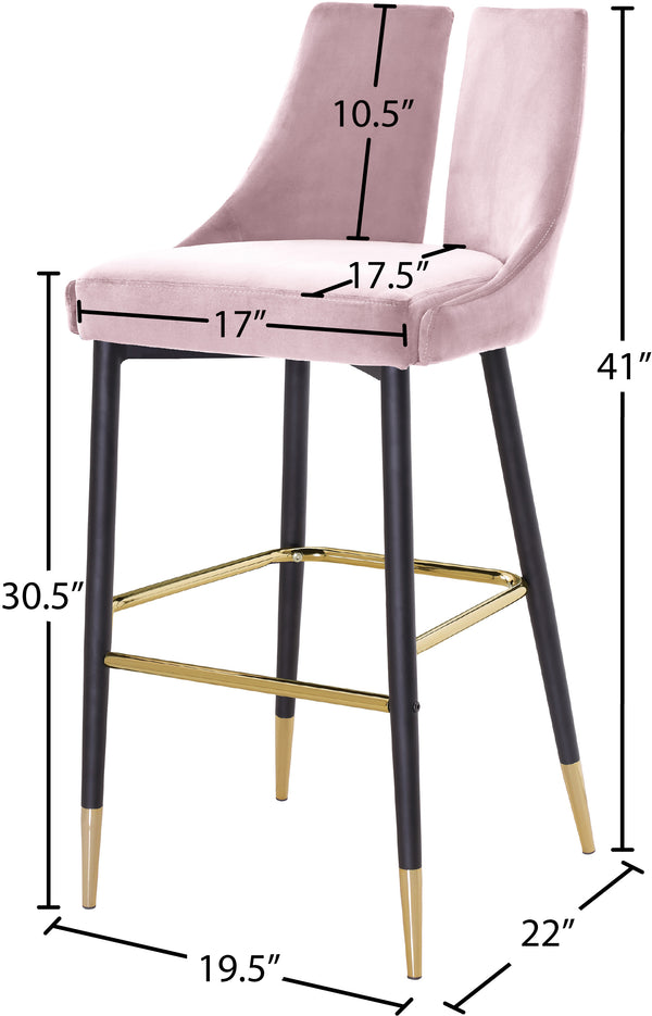 Sleek Velvet / Engineered Wood / Metal / Foam Contemporary Pink Velvet Stool - 19.5" W x 22" D x 41" H