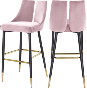 Sleek Velvet / Engineered Wood / Metal / Foam Contemporary Pink Velvet Stool - 19.5" W x 22" D x 41" H