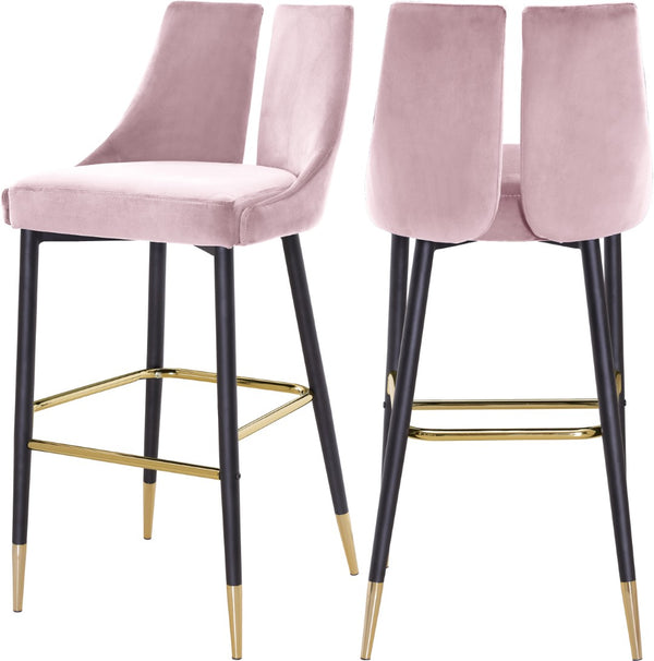 Sleek Velvet / Engineered Wood / Metal / Foam Contemporary Pink Velvet Stool - 19.5" W x 22" D x 41" H