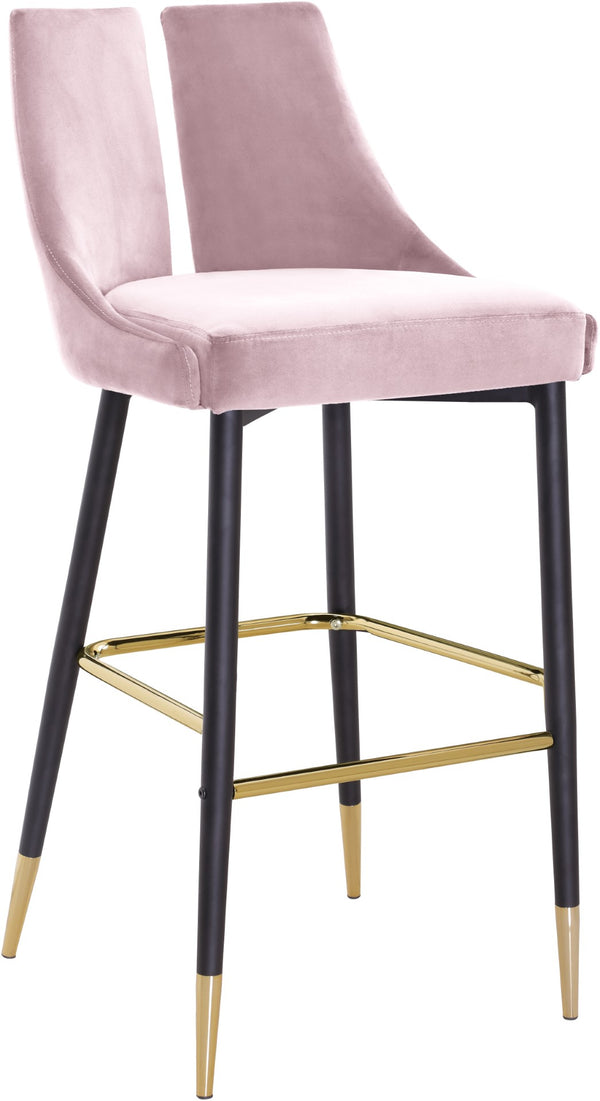 Sleek Velvet / Engineered Wood / Metal / Foam Contemporary Pink Velvet Stool - 19.5" W x 22" D x 41" H