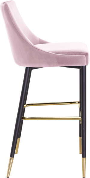 Sleek Velvet / Engineered Wood / Metal / Foam Contemporary Pink Velvet Stool - 19.5" W x 22" D x 41" H