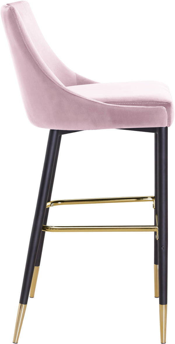 Sleek Velvet / Engineered Wood / Metal / Foam Contemporary Pink Velvet Stool - 19.5" W x 22" D x 41" H