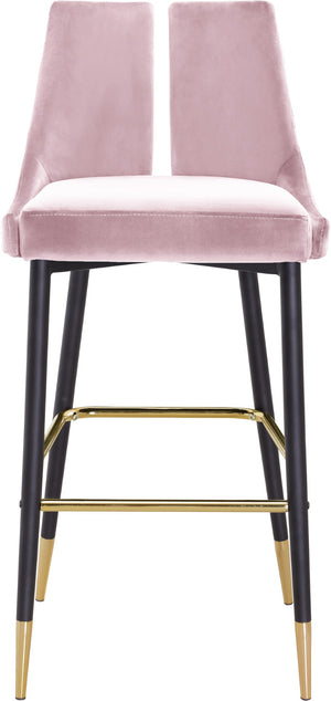 Sleek Velvet / Engineered Wood / Metal / Foam Contemporary Pink Velvet Stool - 19.5" W x 22" D x 41" H
