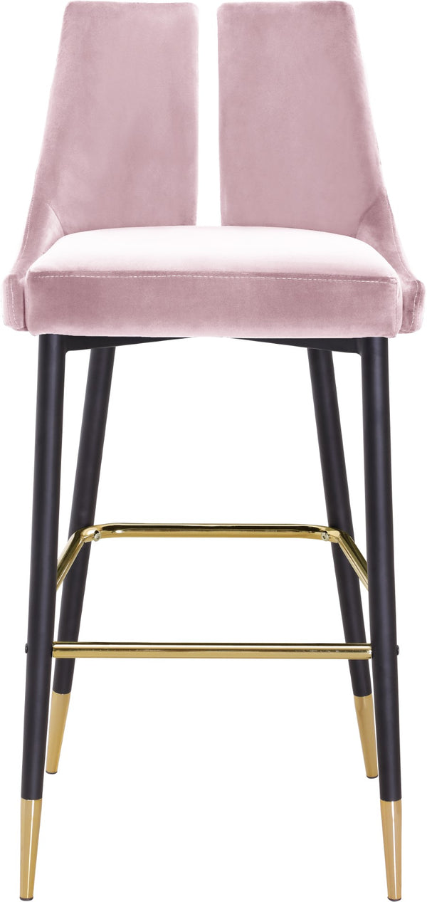 Sleek Velvet / Engineered Wood / Metal / Foam Contemporary Pink Velvet Stool - 19.5" W x 22" D x 41" H