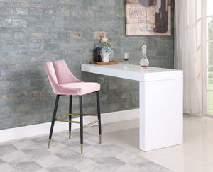 Sleek Velvet / Engineered Wood / Metal / Foam Contemporary Pink Velvet Stool - 19.5" W x 22" D x 41" H