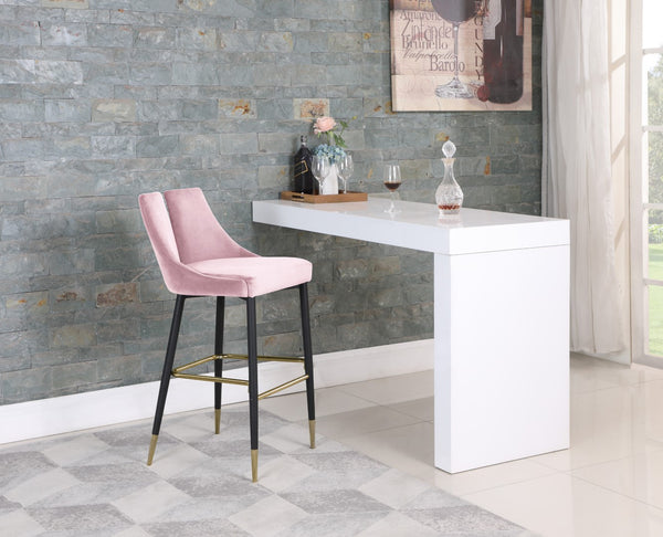 Sleek Velvet / Engineered Wood / Metal / Foam Contemporary Pink Velvet Stool - 19.5" W x 22" D x 41" H