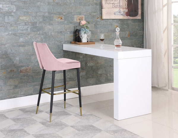 Sleek Velvet / Engineered Wood / Metal / Foam Contemporary Pink Velvet Stool - 19.5" W x 22" D x 41" H