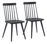 Zuo Modern Ashley Rubberwood Transitional Commercial Grade Dining Chair Set - Set of 2 Black Rubberwood