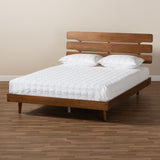 Baxton Studio Anzia Mid-Century Modern Walnut Finished Wood Queen Size Platform bed