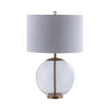 Modern Drum Shade Table Lamp with Glass Base White