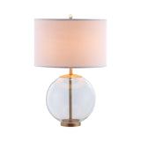 Modern Drum Shade Table Lamp with Glass Base White