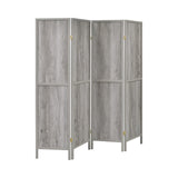 Country Rustic 4-panel Folding Screen Grey Driftwood