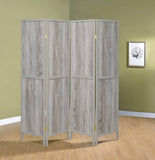 Country Rustic 4-panel Folding Screen Grey Driftwood