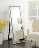 Contemporary Rectangular Cheval Floor Mirror Silver