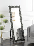 Contemporary Textural Frame Cheval Floor Mirror Silver and Smoky Grey