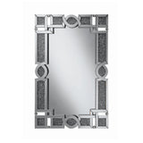 Contemporary Interlocking Wall Mirror with Iridescent Panels and Beads Silver