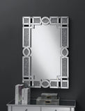 Contemporary Interlocking Wall Mirror with Iridescent Panels and Beads Silver