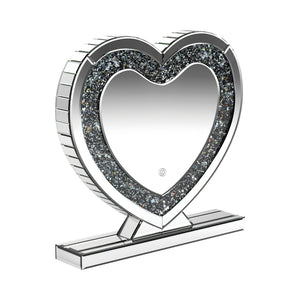 Contemporary Heart Shape Table Mirror - Stylish Silver Accent for Whimsical Home Décor & Display