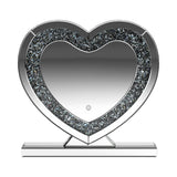 Contemporary Heart Shape Table Mirror - Stylish Silver Accent for Whimsical Home Décor & Display