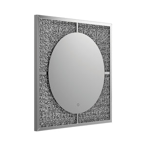 Contemporary LED Wall Mirror Silver and Black