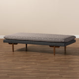 Baxton Studio Marit Mid-Century Modern Two-Tone Grey Fabric Upholstered Walnut Finished Wood Daybed