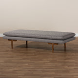 Baxton Studio Marit Mid-Century Modern Grey Fabric Upholstered Walnut Finished Wood Daybed