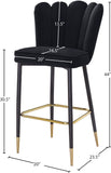 Lily Velvet / Engineered Wood / Metal / Foam Contemporary Black Velvet Stool - 20" W x 23.5" D x 44" H