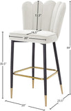 Lily Velvet / Engineered Wood / Metal / Foam Contemporary Cream Velvet Stool - 20" W x 23.5" D x 44" H