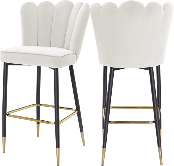 Lily Velvet / Engineered Wood / Metal / Foam Contemporary Cream Velvet Stool - 20" W x 23.5" D x 44" H
