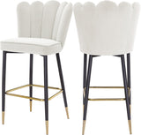 Lily Velvet / Engineered Wood / Metal / Foam Contemporary Cream Velvet Stool - 20" W x 23.5" D x 44" H