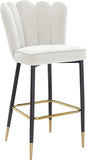 Lily Velvet / Engineered Wood / Metal / Foam Contemporary Cream Velvet Stool - 20" W x 23.5" D x 44" H