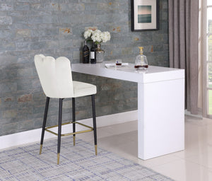 Lily Velvet / Engineered Wood / Metal / Foam Contemporary Cream Velvet Stool - 20" W x 23.5" D x 44" H