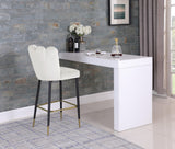 Lily Velvet / Engineered Wood / Metal / Foam Contemporary Cream Velvet Stool - 20" W x 23.5" D x 44" H