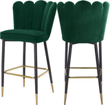 Lily Velvet / Engineered Wood / Metal / Foam Contemporary Green Velvet Stool - 20" W x 23.5" D x 44" H