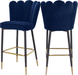 Lily Velvet / Engineered Wood / Metal / Foam Contemporary Navy Velvet Stool - 20" W x 23.5" D x 44" H