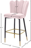 Lily Velvet / Engineered Wood / Metal / Foam Contemporary Pink Velvet Stool - 20" W x 23.5" D x 44" H