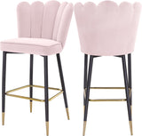 Lily Velvet / Engineered Wood / Metal / Foam Contemporary Pink Velvet Stool - 20" W x 23.5" D x 44" H